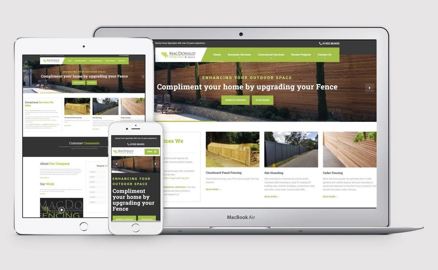 Website examples on multiple devices